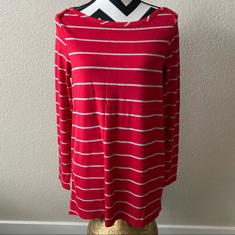 Strazzi || red and white striped boatneck long sleeve top